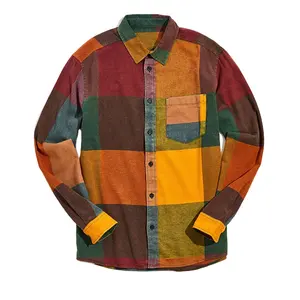 Small Button Closure Flannel Shirt 100% Cotton Fabric Men Vintage Shirt