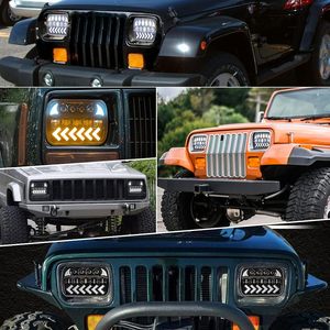 7 Faros Delanteros Cuadrados Blancos y Ámbar de 6 Pulgadas con Señal de Giro, Luz Alta/Baja y Luces de Circulación Diurna (DRL) Compatibles con XJ Wrangler - Product Image 5
