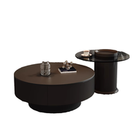 Table basse en pierre de style italien moderne pour petit appartement, design minimaliste de luxe, ronde, noire, durable et écologique