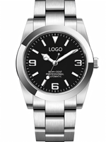 Montre pour homme avec logo personnalisé, mouvement mécanique automatique japonais 8215/NH35, boîtier en acier inoxydable 316L, aiguilles, fermoir papillon, 100 m
