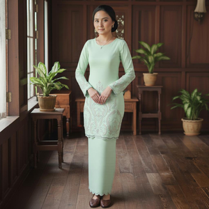 ชุดบาจู คูรุง ซูลัม โกยัง ผ้าโพลีเอสเตอร์พิมพ์ลาย ไม่ต้องรีด ผ้าเครป ลายเรขาคณิต เป็นมิตรกับสิ่งแวดล้อม - Product Image 1