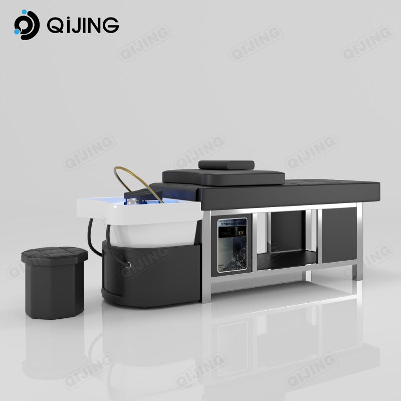 Popular Style Head Spa Bed Shampoo Massage Bed Black Electric Washing Hair Shampoo Hair Bed with Steamer