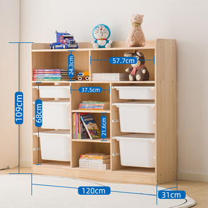 Nouveau design, étagère en bois, <span class=keywords><strong>rangement</strong></span> de jouets, organisateur d'armoire de <span class=keywords><strong>rangement</strong></span> pour enfants avec bacs en plastique - Product Image 5