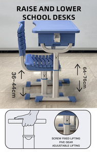 Bureau et chaise d'école pour un seul étudiant en ABS moderne ensemble de bureau pour l'école primaire mobilier scolaire de couleur personnalisée - Product Image 5
