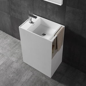 Lavabo de <span class=keywords><strong>Pedestal</strong></span> Moderno para Baño de Hotel, Lavabo Independiente de Resina y Piedra Fundida <span class=keywords><strong>con</strong></span> Características Ecológicas - Product Image 5