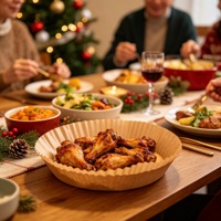 Papiers de cuisson jetables pour friteuse à air, en kraft naturel, antiadhésifs, résistants à l'huile, pour la cuisson, le rôtissage et l'utilisation en cuisine