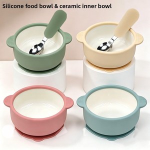 New Kids Silicone-china Bowl Strong Suction Base Steaming Cooking-ready Silicone Handled Bowl Shatter-proof - Product Image 1