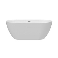 Baignoire autoportante moderne 1,5 m en acrylique blanc, profonde, avec trop-plein, certifiée CE/CUPC, garantie 3 ans pour salle de bain