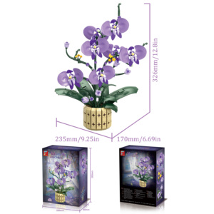 Ensemble de construction de modèle de jouet en blocs ABS Free Tribe 11011, orchidée violette, lys, 832 pièces, pour enfants - Product Image 6