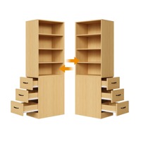 Étagère à livres étroite et haute avec 3 tiroirs latéraux et 4 étagères ouvertes pour salon, chambre et bureau – Fournisseur d'usine