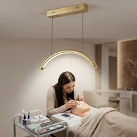 Lampe de salon LED demi-lune de 28 pouces à fixation au plafond, hauteur réglable, intensité variable, pour extensions de cils