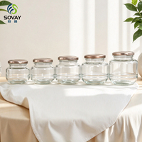 Pot en verre rond de 150 ml, 200 ml, 300 ml, 380 ml, 500 ml, avec couvercle métallique scellé, bocal en verre vide pour la vente en gros d'aliments