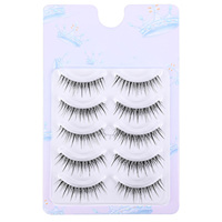 Nouvelles 5 paires de faux cils pointus à tige rigide effet mouillé, courbure naturelle, couleur nude, pour usage quotidien