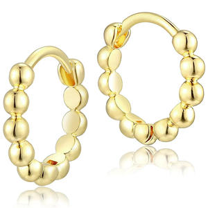 Pendientes de Aro Dorados E2953, Forma de Bola, Estilo Clásico, Uso Diario, Unisex, Joyería Fina, Chapados en Oro - Product Image 1