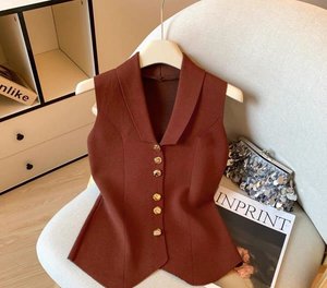 Nuevo Chaleco de Punto sin Mangas para <span class=keywords><strong>Mujer</strong></span>, Estilo Casual Francés, Verano 2026 - Product Image 4