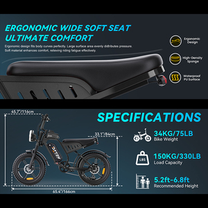 Vélo Électrique DTTZH F6S US WarehouseSales NFC 48V 25AH en Acier Carbone avec Pneus Larges 20 pouces et Panier Exclusif - Product Image 5
