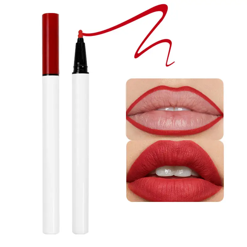 Matita per rossetto liquido opaco con etichetta privata Color marrone scuro matita per labbra Lipliner rosso impermeabile per rossetto