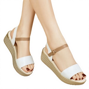 Sandales compensées pour femmes à bout ouvert avec bride de cheville, style mules à plateforme, chaussures décontractées d'été - Product Image 4