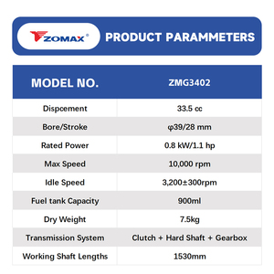 Débroussailleuse ZOMAX 4 temps à double filtre à air composite, moteur à tige de poussée, durable, pour l'entretien des champs - Product Image 2