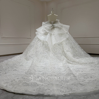 Robe de mariée Jancember XX93 luxueuse, épaules dénudées, décolleté cœur, avec nœud bouffant et longue traîne