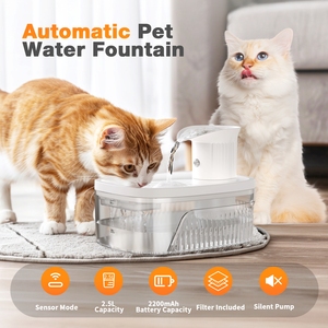 TIZE Nouveauté <span class=keywords><strong>Fontaine</strong></span> à <span class=keywords><strong>eau</strong></span> automatique pour animaux de compagnie 2,5 L Triple filtration Distributeur d'<span class=keywords><strong>eau</strong></span> sans fil Fuente De Agua Para Gatos - Product Image 2