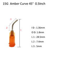 Aiguilles courbées de qualité PP 45, pointes émoussées, colle adhésive, buse incurvée, 0,5 pouce, 14-34G, Luer LOCK, 13 mm, haute sécurité