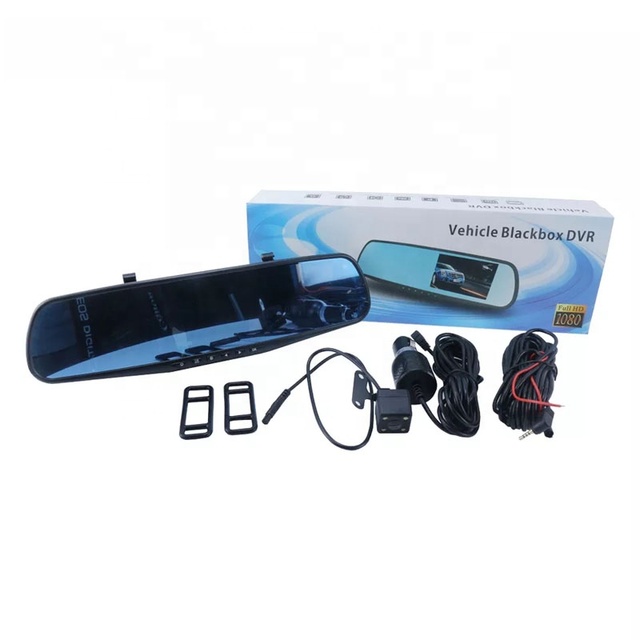 1080P 4.3" Dual Camera Front/Rear DVR Dash Cam Rearview Mirror Video Recorder with Reverse for Car Black Box
