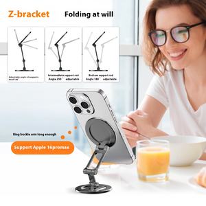 Роскошная зеркальная металлическая Портативная подставка для мобильного телефона, 2-слойный гибкий Регулируемый держатель для пальца, Сильный магнитный держатель для телефона - Product Image 4