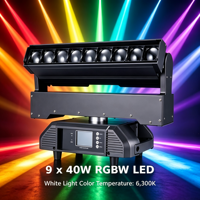 Yinuo Projecteur LED RVBW 9*40W à contrôle 500W, Wash Beam et Moving Head, pour scène, club, concert, fête, DJ