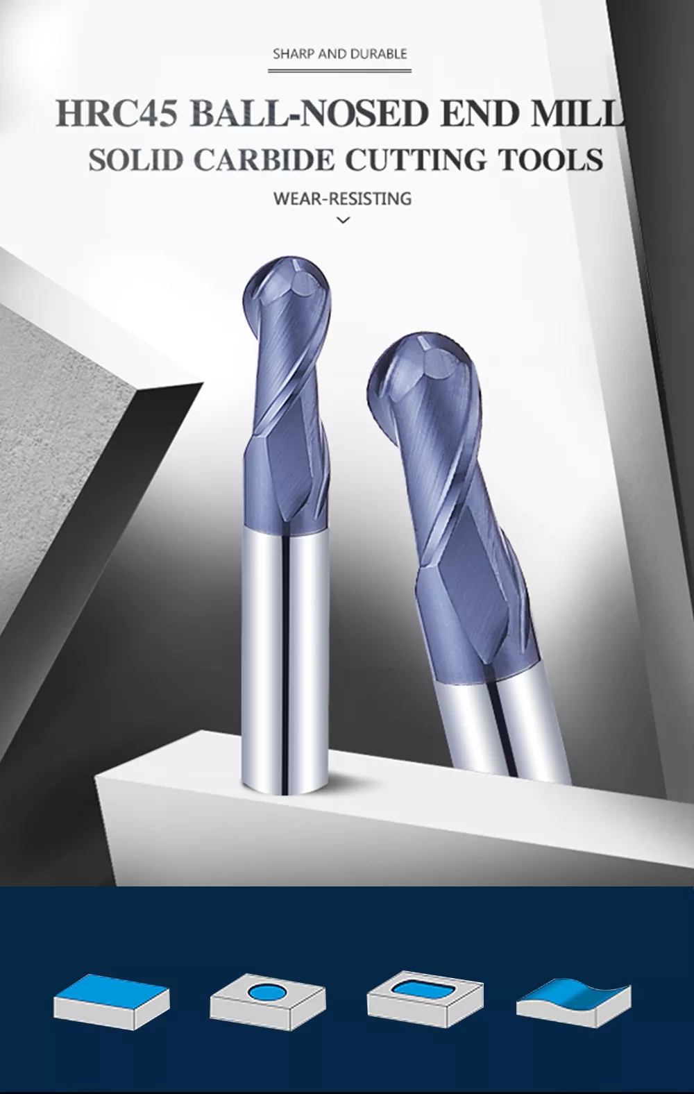 High Quality Ball Nose End Mills Stainless Steel Cnc Tungsten Carbide