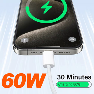 Meilleur prix, câble de charge rapide USB C <span class=keywords><strong>vers</strong></span> Type C tressé PD 60W 100W de 1m 2m pour <span class=keywords><strong>iPhone</strong></span> 15 Series et <span class=keywords><strong>Android</strong></span>, grand stock - Product Image 2