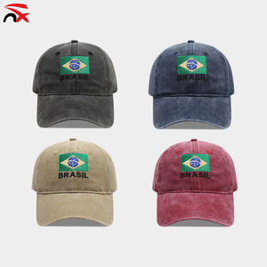 หมวกเบสบอลปักลายธงชาติบราซิล ผลิตจากโพลีเอสเตอร์ 100% สำหรับกีฬากลางแจ้ง ขายส่ง เหมาะสำหรับแฟนฟุตบอล สร้างบรรยากาศเชียร์ - Product Image 1
