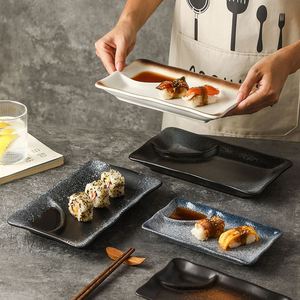 Restaurant Tableware Ceramic Sushi <b>Plate</b> 8/10 Inch Porcelain Dumpling <b>Plate</b> with Sauce Dish Vintage Appetizer <b>Plates</b> - Product Image 3