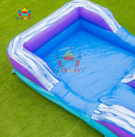 Toboggan aquatique gonflable commercial en PVC écologique avec piscine et échelle d'escalade, toboggan aquatique marbré pour fêtes en extérieur