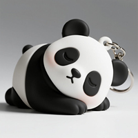 Großhandel Maßgefertigte 3D Weiche Panda Plastik-Schlüsselanhänger Silikon-Gummi-Anhänger Zubehör Puppe Werbegeschenk