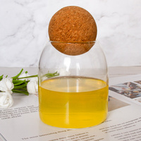 Bocal de stockage en verre transparent en borosilicate Offre Spéciale avec couvercle à bouchon en liège en bois Bouteilles et bocaux de stockage de qualité supérieure