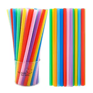 Wholesale Custom Colorful Reusable Party Thick PP Plastic Bubble Tea Drinking Straw