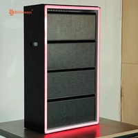 Présentoir de Comptoir LED RGB à 4 Niveaux avec Poussoirs, Vitrine pour Cigarettes et Articles de Fumeurs en Gros