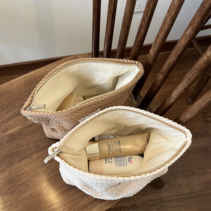 Grande trousse de toilette en toile imperméable avec fermeture éclair et poignée, sac à maquillage portable pour femmes, pochette de rangement pour serviettes hygiéniques - Product Image 5