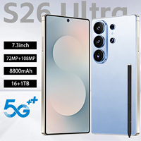 Téléphone portable S26 Ultra débloqué 5G, 16 Go de RAM, 1 To de stockage ROM, écran HD de 7,3 pouces, appareil photo 108 MP, reconnaissance faciale sans capteur photo