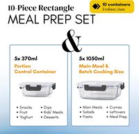 Lot de 10 contenants en verre pour la préparation des repas avec couvercles hermétiques, réutilisables, anti-fuite, compatibles micro-ondes et lave-vaisselle