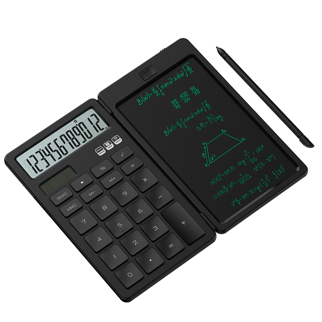 Newyes 6.5 Inch Portable Solar Calculator LCD Screen Writing Tablet Folding 12 Digits Calculator Digital Drawing Pad Pen