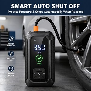 Bomba de Aire para Auto con 4 Adaptadores de Boquilla y Cable de 12V para <span class=keywords><strong>Neumáticos</strong></span> de SUV, Sedán y Vehículos Eléctricos, con Pantalla Digital de <span class=keywords><strong>Presión</strong></span> - Product Image 5