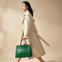 Sac fourre-tout en cuir PU gaufré crocodile vert OEM, sac à main structuré à poignée supérieure, sac de travail de luxe pour femme avec bandoulière réglable