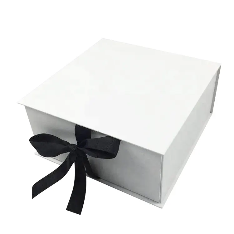 Recyclebaar Gift Papier Wit Ketting Sieraden Verpakking Dozen Papier Geschenkdoos Met Lint