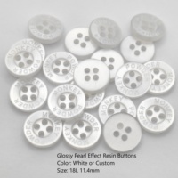 Boutons en résine de haute qualité, 18L, 4 trous, à dos plat, gravés, effet nacré brillant, pour chemises d'hommes