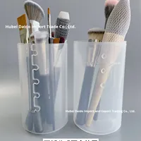 Seau de rangement rétractable simple en plastique transparent anti-poussière portable grande capacité pour pinceaux de maquillage et stylos