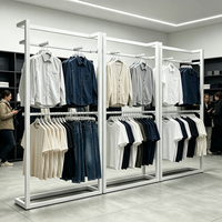 Porte-vêtements double couche en métal Mingtang, support de présentation de vêtements en acier blanc pour magasin de détail