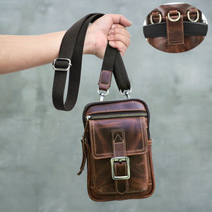 Borsa a Tracolla Piccola Portacellulare da Uomo in Vera Pelle Vintage, Marsupio Convertibile Multitasche con Slot per Carte e Fibbia - Product Image 1