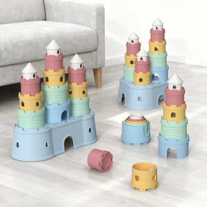 Juguetes <span class=keywords><strong>de</strong></span> Silicona Apilables para Bebés, Castillos, Bloques <span class=keywords><strong>de</strong></span> Construcción, Mordedores, Juguetes Sensoriales Montessori Educativos para Niños - Product Image 1